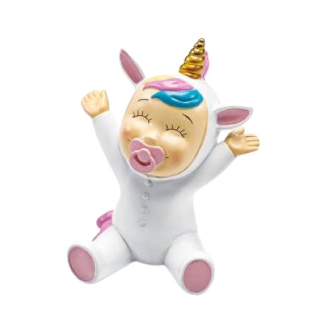 Figura para tarta Bebé unicornio sonrisa rosa
