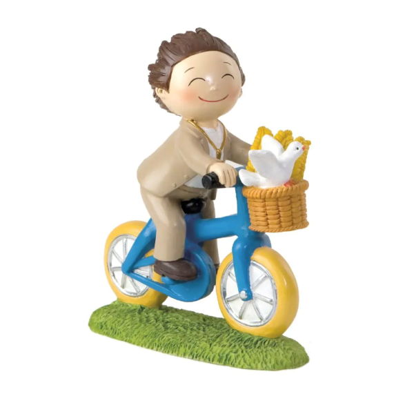 Figura para tarta Comunión de Niño en Bicicleta