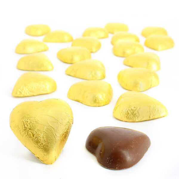 Corazones chocolate oro